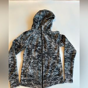 Lululemon black lace print full zip Scuba hoodie